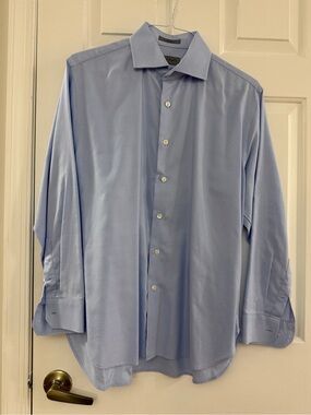 john w nordstrom trim fit dress shirt John W. Nordstrom Men's Size 18/36-37 Trim Fit Check Dress Shirt 120's 2 Ply